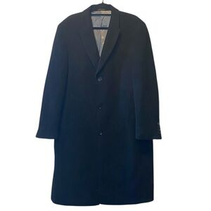 Calvin Klein Dress Coat Men’s 44R‎ Black Wool Cashmere Blend Longline Over Coat